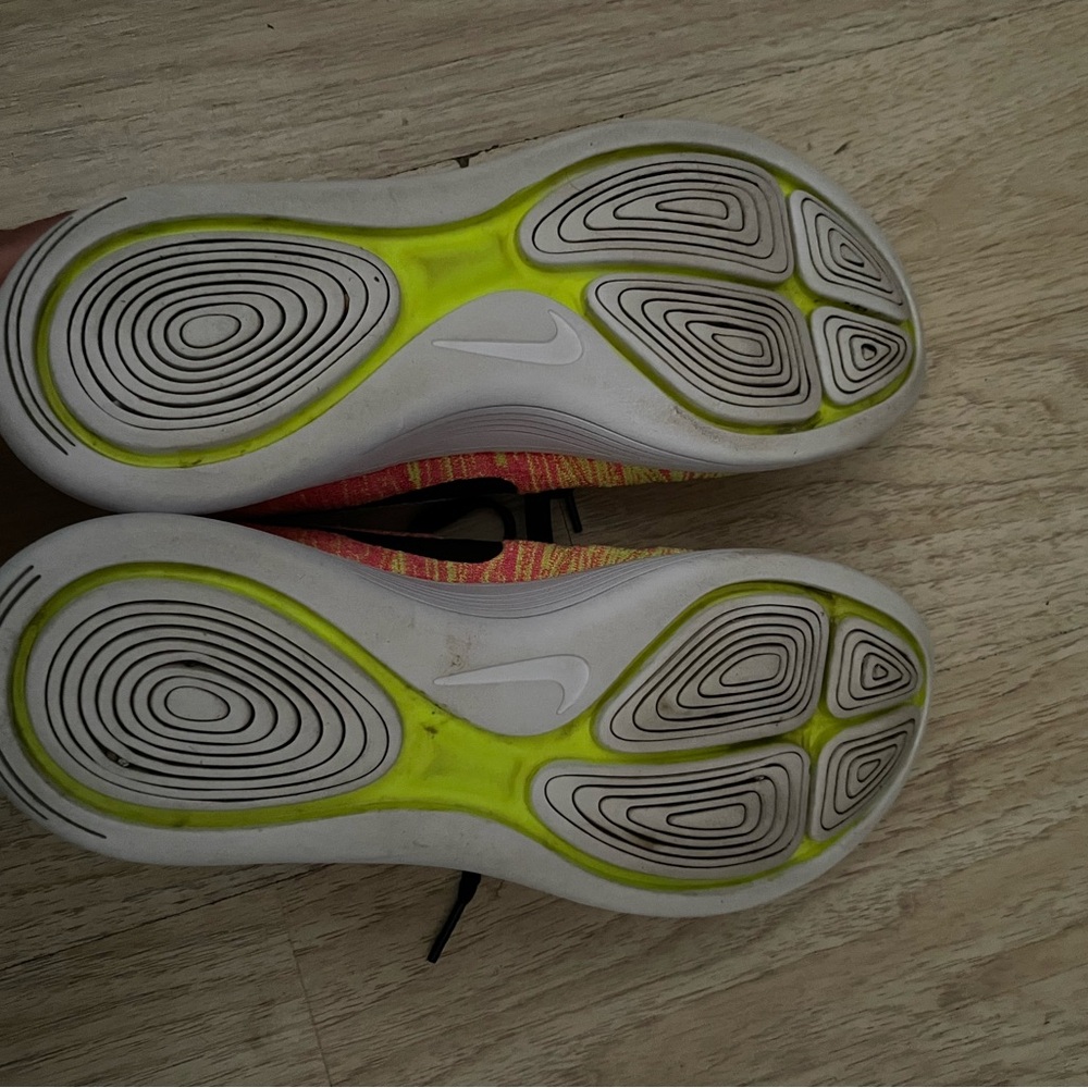 Nike Women’s Flyknit Lunarlon Running Shoes - Pink and Yellow - Picture 6 of 6